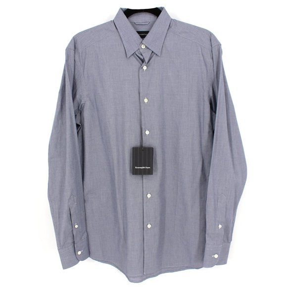 Ermenegildo Zegna Other - NWT Ermenegildo Zegna Blue Camp Cruise Button Up Cotton Dress Shirt Medium M NEW